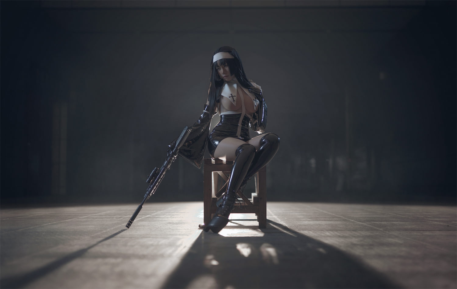 uki雨季修女黑胶衣12p