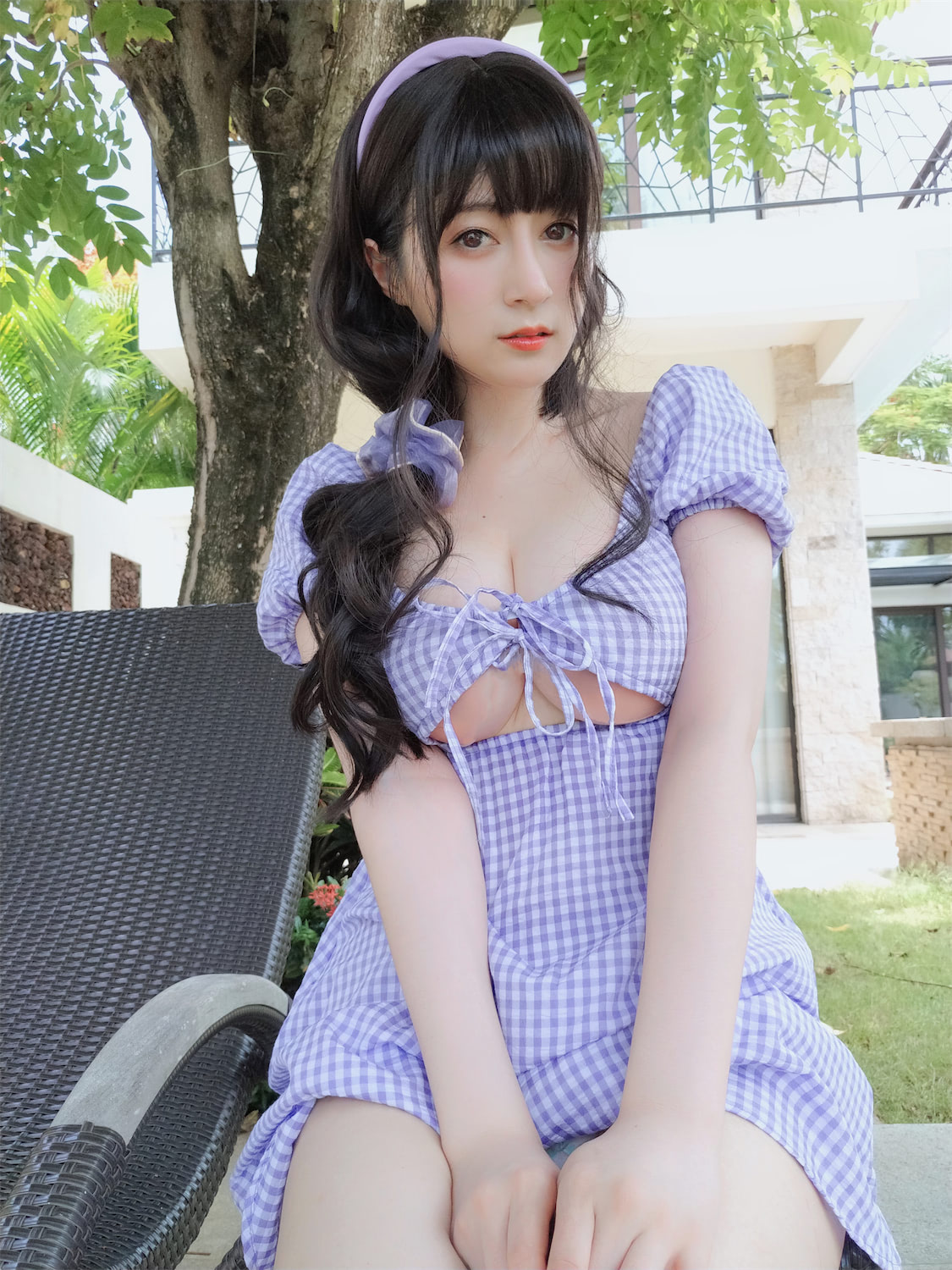 白银81淡紫色格子裙自摄85p2v_3