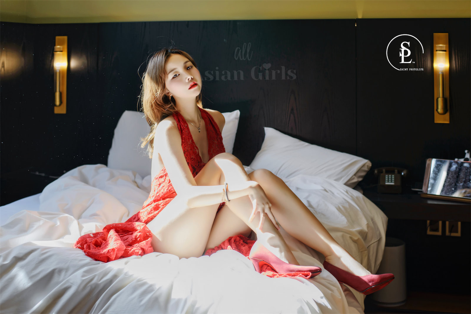 Yuna윤아红丝绒长裙62p