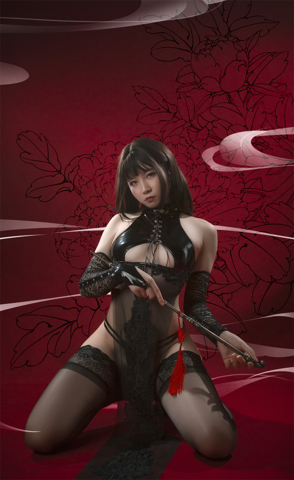 uki雨季黑色靡烟旗袍20p