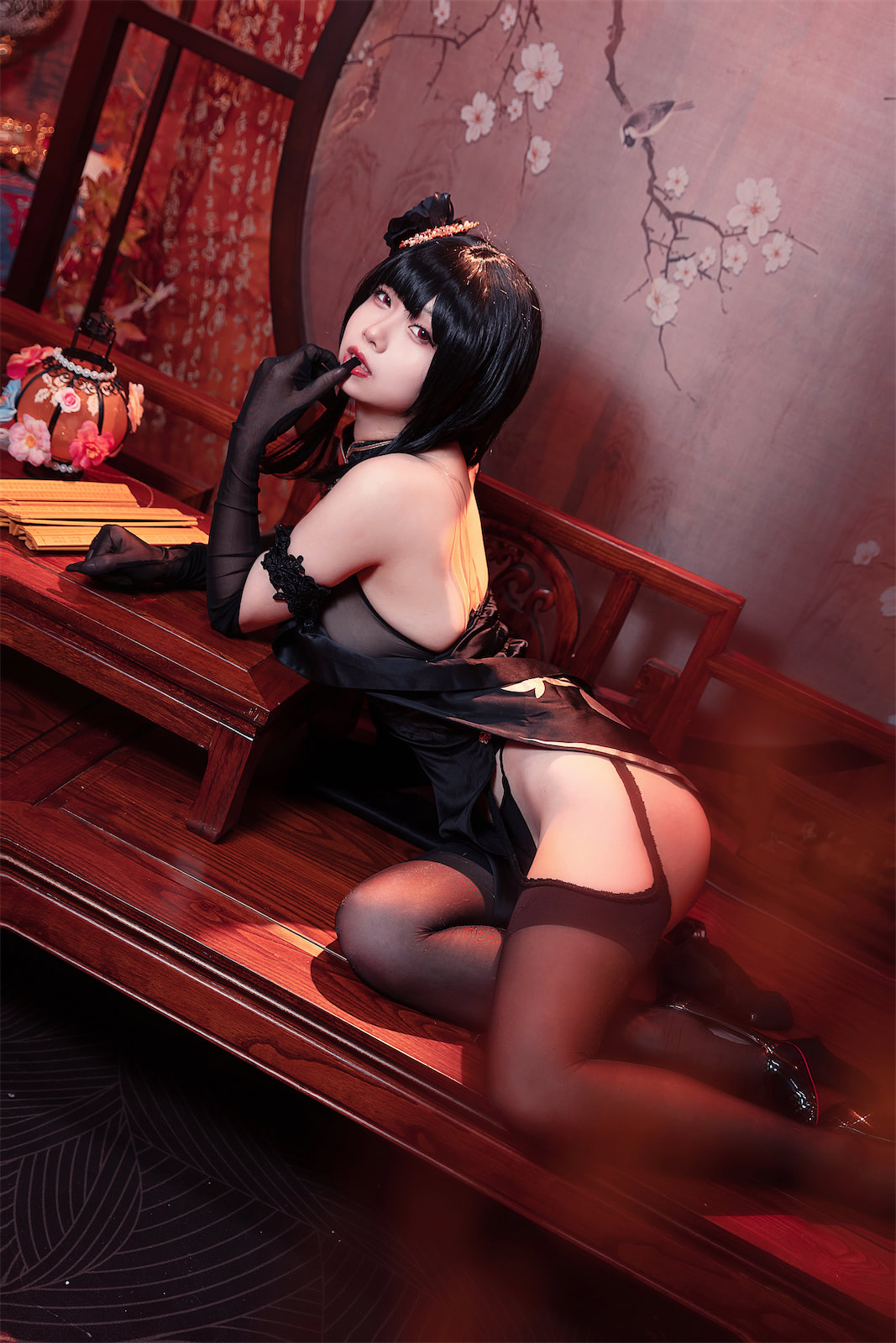 末夜787红色兔女郎镇海旗袍49p