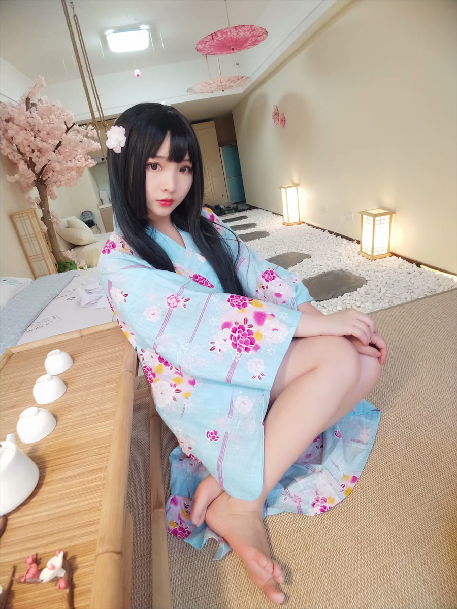 古川kagura天蓝樱花和服33p