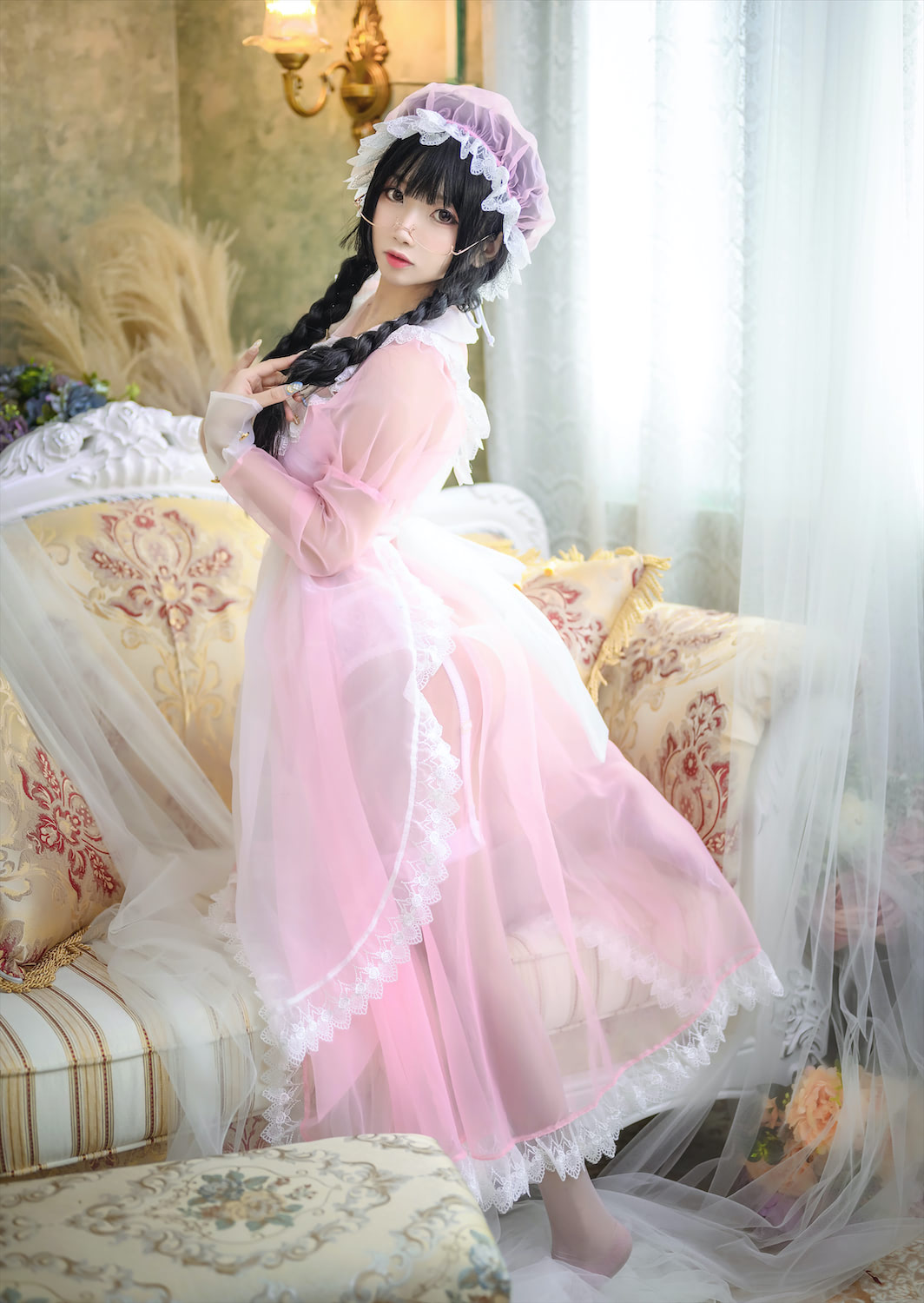 鬼畜瑶在不在w粉色透明女仆40p